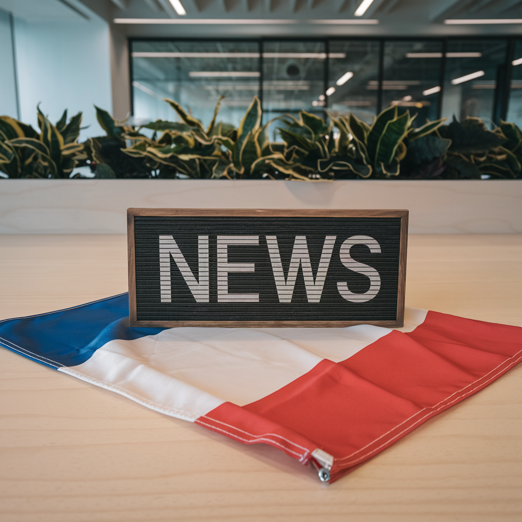 Panneau « actualités » posé sur un drapeau symbolisant les actualités économiques, en lien avec le conseil en gestion d’entreprise, rentabilité et accompagnement des dirigeants, DG Conseil 33, Bordeaux, Gironde. Panneau "actualités" posé sur un drapeau symbolisant les actualités économiques, en lien avec le conseil en gestion d’entreprise, rentabilité et accompagnement des dirigeants, DG Conseil 33, Bordeaux, Gironde.