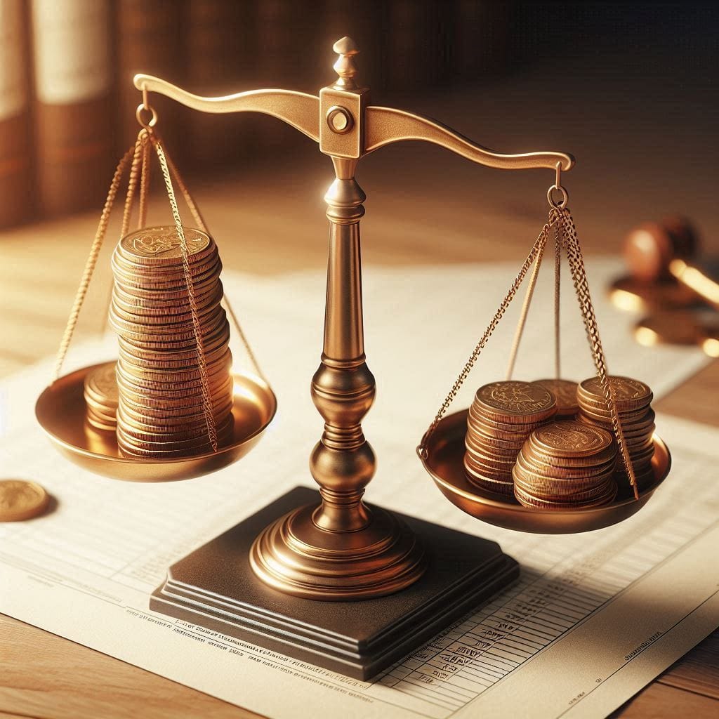 Balance dorée illustrant l’équilibre financier et la rentabilité d’une entreprise, en lien avec le pilotage d’entreprise et l’accompagnement Rivalis par DG Conseil 33, Bordeaux, Gironde