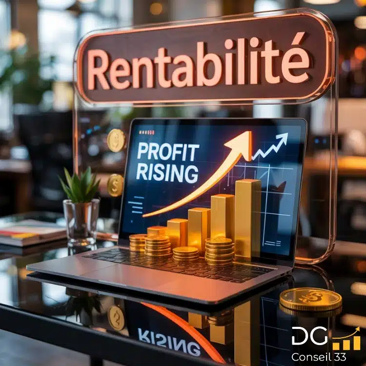 Graphique illustrant la rentabilité et la croissance des profits avec un accompagnement en pilotage d’entreprise via Rivalis, DG Conseil 33, Bordeaux, Gironde