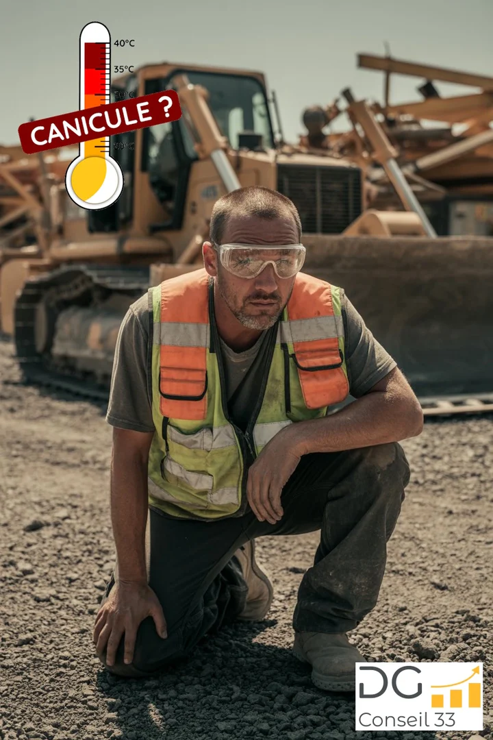 travailleur sur chantier sous canicule accompagnement des dirigeants conseil en gestion rentabilité pilotage d’entreprise rivalis dg conseil 33 bordeaux gironde