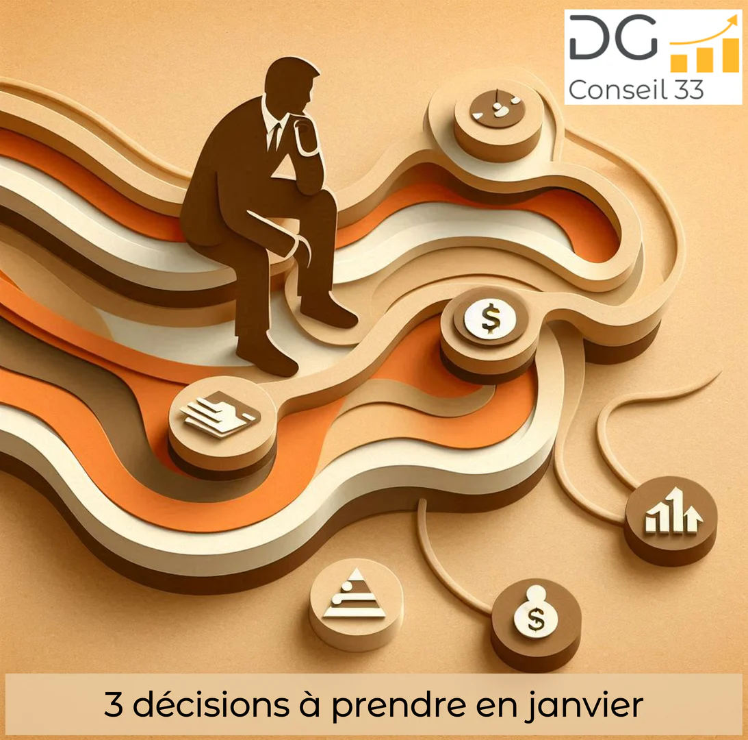 Illustration stratégique du pilotage d’entreprise et de la prise de décision en début d’année pour les dirigeants de tpe