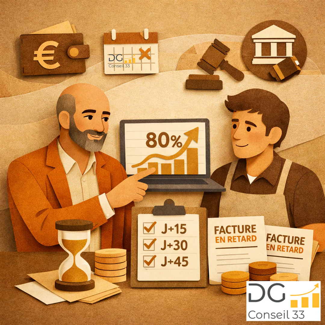 conseiller DG Conseil 33 accompagne dirigeant TPE suivi factures en retard plan relance J15 J30 J45 amélioration trésorerie Gironde conseiller DG Conseil 33 accompagne dirigeant TPE suivi factures en retard plan relance J15 J30 J45 amélioration trésorerie Gironde