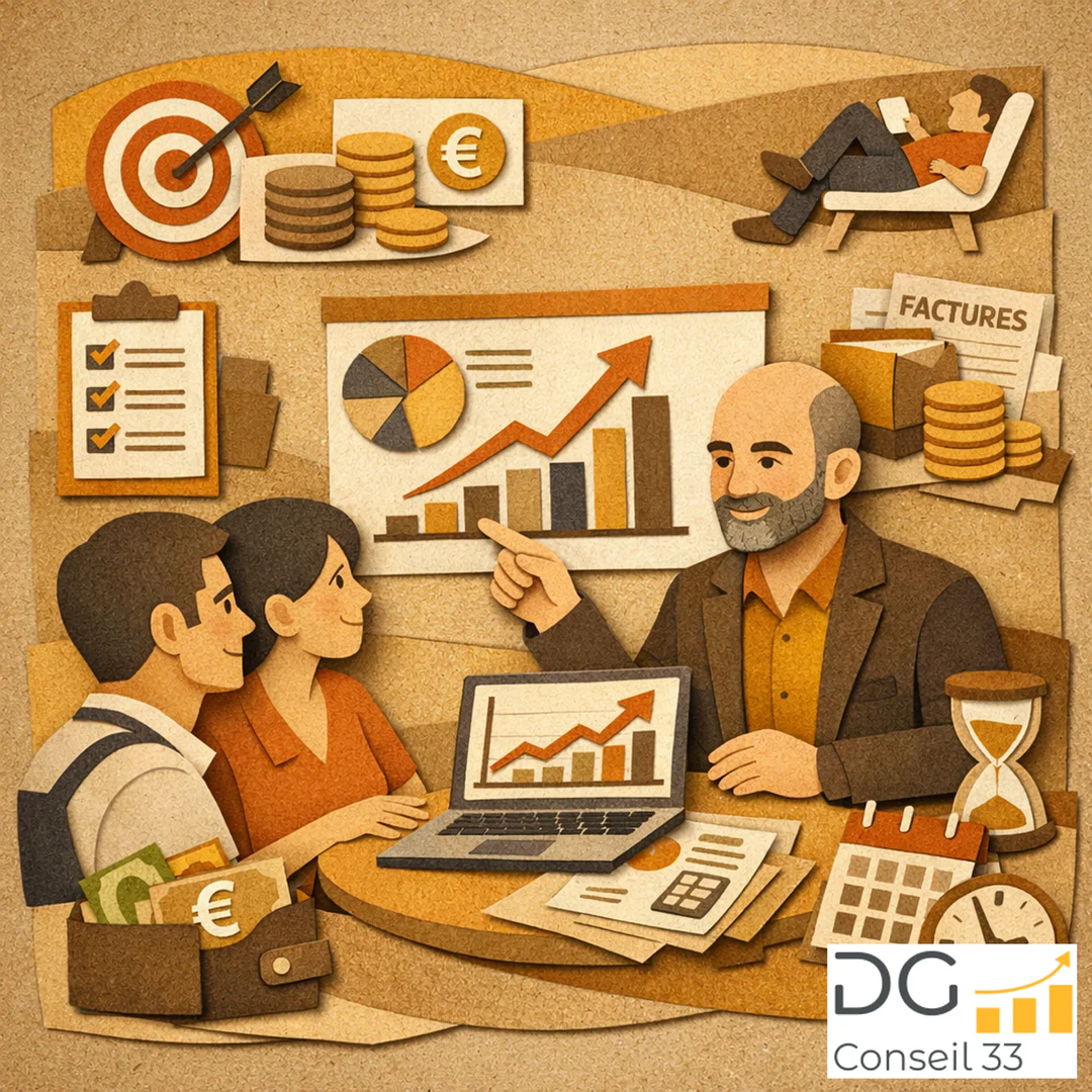 conseiller en gestion DG Conseil 33 présente tableau de bord financier à dirigeants de TPE pour pilotage entreprise rentabilité Bordeaux méthode Rivalis